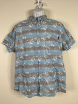 Molokai Surf Shop Mens Size XL Blue Palm Stripe Button-Up Shirt Short Sleeve - £9.79 GBP