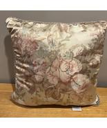 Vintage Croscill Cotswold Pillow Square Pink FCream Floral 18x18” - $29.69