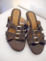 Solos EUC Dark Brown Womens Size 7.5 M  2&quot; heel wedge slides - $327.78 MXN