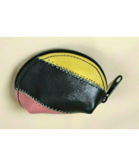 New Sheepskin Leather Handmade Mini Coin Zipper Color Patchwork Pouch Pu... - $112.14 MXN