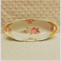 Vintage, German Celebrate Rose Design Lusterware Long Oval Bowl - $300.95 MXN