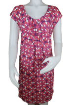 Boden Sheath Dress Womens US 10 Lined Pink Purple Bold Floral Knit Cap S... - $26.25 CAD