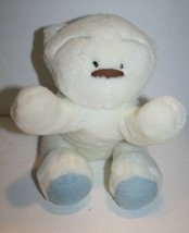 Morning Glory Soft Toy White Plush Teddy Bear 11&quot; Blue Feet Flocked Nose Floppy - £72.40 GBP