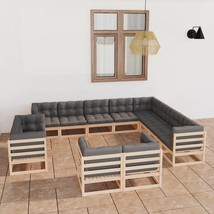  Outdoor Lounge Set Natural Pine Solid Pinewood and Polyester - $2,236.18 CAD