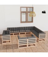 Outdoor Lounge Set Natural Pine Solid Pinewood and Polyester - €1.402,94 EUR