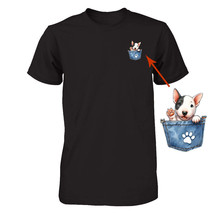 Cute Bull Terrier Puppy Dog Paw In Pocket Unisex Tshirt Funny Dog Pocket Tee - $18.76+