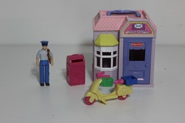 Fisher Price Sweet Streets Post Office with Mail box Scooter Mail Man figure lot - £15.53 GBP