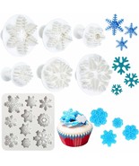 7 Pieces Snowflake Mold Set, Includes 6 Pieces Snowflake Plunger Cutters... - £17.44 GBP