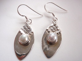 Cultured Pearl Tribal Style 925 Sterling Silver Dangle Earrings Corona Sun - £10.78 GBP