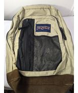 Vintage Jansport backpack suede leather bottom tan brow black mesh front... - $48.00