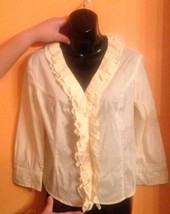 EUC Max Mara Weekend Cotton Blend Yellow Ruffled Detail Blouse SZ M - £69.05 GBP