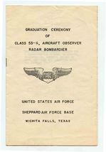 Graduation Ceremony Class 53-G Aircraft Observer Radar Bombardier Sheppa... - $27.72