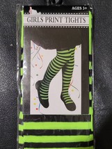 Girls Black And green Stripe Print Tights 3+ Witch  by Regent Halloween costume - £8.84 GBP