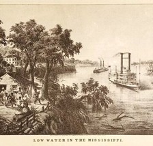 1952 Low Water On Mississippi Plate Lithograph Print Currier &amp; Ives DWLL14 - £24.15 GBP