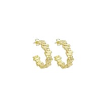 Wave rectangle bar hoop Earrings, Sku#LX678 - $4.90