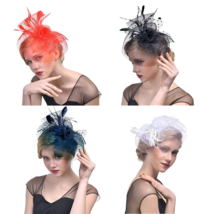 Fascinator Flower Headdress Feather Mesh Hat Cap Headwear for Girls &amp; Women - £7.96 GBP