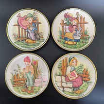 Set of 4 Valentine&#39;s Day Handmade Italian Art Pottery 7½&quot; Wall Plate 1977-1980 - £51.36 GBP