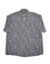 Vintage Guess Hawaiian Shirt Mens XL Loop Collar Camp Blue Tribal Print Rayon - £26.92 GBP