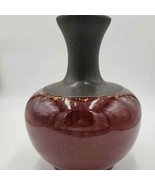 Vintage Home Decorative Vase One Size Blood Red Lacquer Accent Ceramic - $37.05