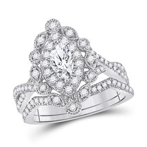 14kt White Gold Marquise Diamond Bridal Wedding Ring Set 1 Ctw (Certified) - £2,718.53 GBP