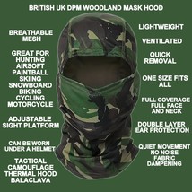 BRITISH UK DPM WOODLAND BDU CAMOUFLAGE COLD WEATHER BALACLAVA GAITER HOO... - $16.62