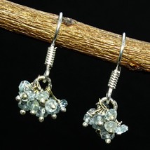 Blue Topaz Natural Gemstone Solid 925 Silver Handmade Earrings Women&#39;s Jewelry - £4.78 GBP