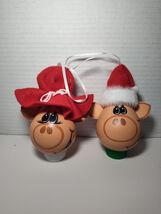 Handmade Light Bulb Christmas Ornaments Santa &amp; Mrs Claus Piggies Vtg Ho... - $12.84