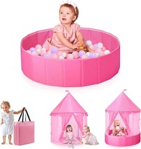 3 in 1 Pink Princess Play Tent Cute Castle Ball Pit 40inch Foldable birt... - $819.35 MXN