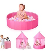 3 in 1 Pink Princess Play Tent Cute Castle Ball Pit 40inch Foldable birt... - $815.46 MXN