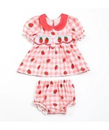 NEW Boutique Strawberry Embroidered Smocked Tunic &amp; Bloomers Baby Girls ... - £13.56 GBP