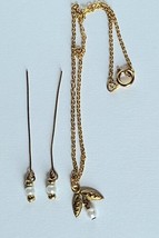 Victorian Doll Jewelry Necklace &amp; Earrings Set Gold W Faux Pearls Kate Webster - £11.48 GBP