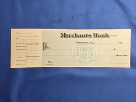 1910s Merchants Bank Daytona Florida FL FLA Obsolete Check NEW Uncirculated - $24.73