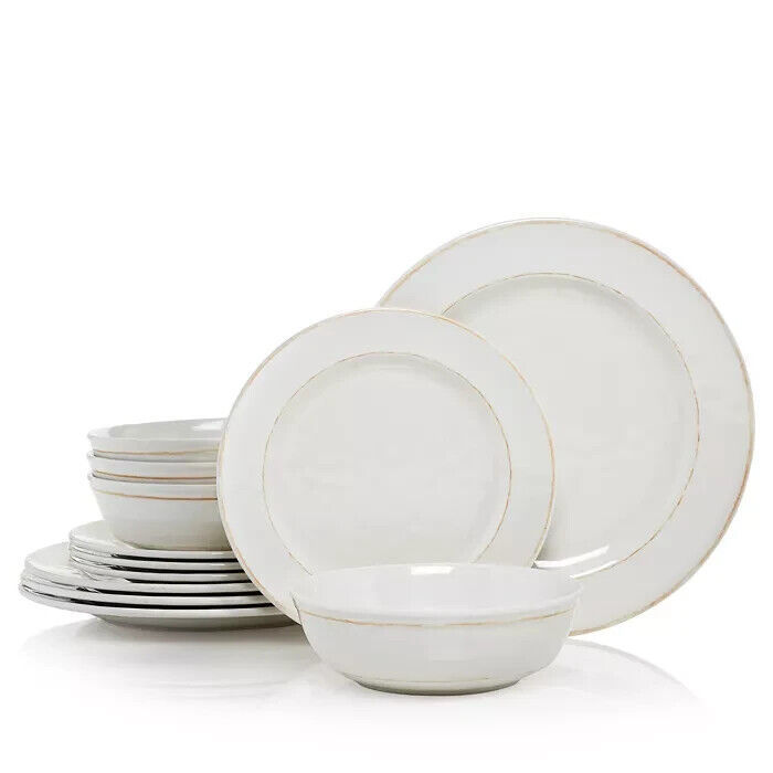 Hudson Park Collection Rustic White Melamine 12 Piece Dinnerware Set  NEW - $64.99