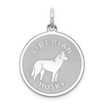 Sterling Silver Siberian Husky Disc Charm Pendant Jewerly 26mm x 19mm - £22.94 GBP