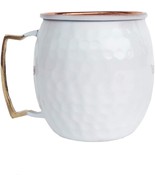 Rastogi Handicraft Pure Copper Hammered Moscow Mule White Mug Handmade 1... - $33.57 CAD