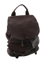 Brown Camouflage Accented Drawstring Canvas Backpack - £20.77 GBP