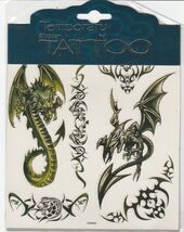 Flying Dragons Temporary Glitter Tattoos 6" x 6" Sheet - $9.89