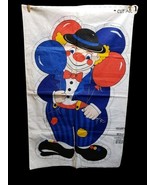 Circus Clown With Balloons Vintage 1970s Cut N Sew Fabric Panel - $25.52 CAD