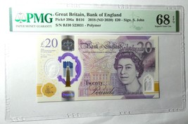 Great Britain £20 Pounds P 316a Polymer 2018 (ND 2020) PMG68 Sup. Gem Un... - £253.58 GBP