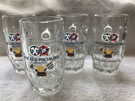 Four Hacker-Pschorr Beer Glasses, .25L, Look Unused, Paper Tag, Rastal W Germany - £54.72 GBP