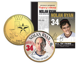 NOLAN RYAN * Hall of Fame * Legends Colorized Texas Quarter 24K Gold Pla... - $8.56