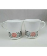 Vtg Corning Corelle Silk Roses Coffee Mug Cup Black Pink Flowers Roses S... - $14.88 CAD