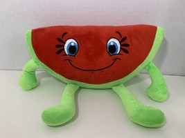 Kellytoy plush watermelon slice smiling face eyes smile red green arms l... - $7.27