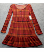 SO Sweater Dress Womens XS Multi Plaid Pleated Peplum Hem Long Sleeve Sn... - €15,33 EUR