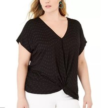 INC Womens Plus 2X Deep Black Eyelet Twist Front Top NWT CI86 - £27.40 GBP