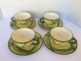 VTG Vernon Kilns USA Vernonware handpainted underglaze cup &amp; saucer set of 4 - £24.69 GBP