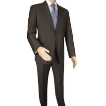 Men Suit BERLUSCONI Turkey Italian Wool 180's Portly Drop 4 Pants K255-07 Brown image 2