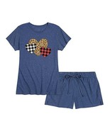 MSRP $40 Instant Message Plaid &amp; Leopard Hearts Lounge Set Navy Size 4XW - $14.82