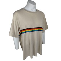 REI Co Op Mens XXL Outside With Pride T-shirt Tan Rainbow Design Hiking Camping - £13.34 GBP
