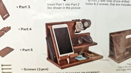 Teslyar Wood Phone Desk Station Keys Watch Holder Docking Stand Hooks Or... - $53.10